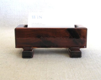Modern Business Card Holder, Hand Crafted with Heavy Lacquer Finish, Vintage Organic Décor Gift for New Business