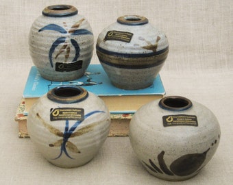 Collection Vintage Bud Flower Vases by Stoneware Jackson Irish Studio Pottery Rustic Cabin Décor