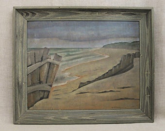 Vintage Seaside Landscape Painting, William Stanton Forbes, Framed Original Fine Art, Signed, Dated 1944