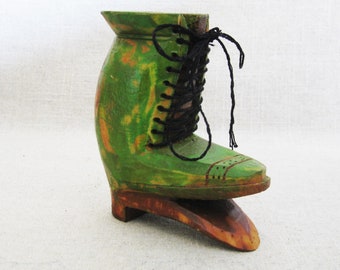 Boot Sculpture Pair Primitive Rustic 
