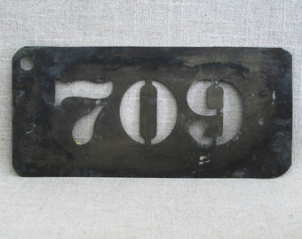 Vintage Brass Number Stencil 709 Home Décor Address or Mixed Media Assemblage Art Supplies Crafty Gifts