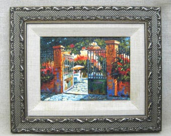 Vintage City Landscape Painting, Romantic Framed Original Wall Art Home Décor Hostess Gift