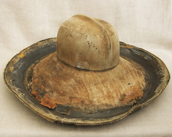Antique Millinery Hat Mold, Vulcanized Rubber Block Form, Industrial Rustic Home Décor Gift