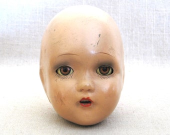 Vintage Composite Doll Head, Doll Parts and Supplies Halloween Décor Arts and Crafts