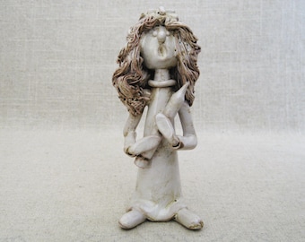 Italian Bencini Ceramic Nurse Figurine, European Vintage Female Portrait Sculpture Handmade
