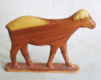 Vintage Folk Art Sheep Wood Hand Carved Folk Art Farm Animals Rustic Primitive Cabin and Farm Décor