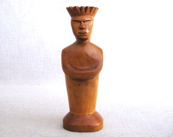 Male Folk Art Figure Carving, Wooden Portrait Sculpture, Rustic Cabin Vintage Hostess Gift
