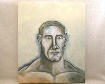 Contemporary Man Male Portrait Painting of Athlete Masculine Original Fine Art Painting Large Portraiture Wall Décor