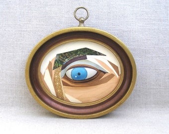 Lover's Eye Assemblage Sculpture Eyeball after Antique Trade Sign Monocle Glasses Wall Decor