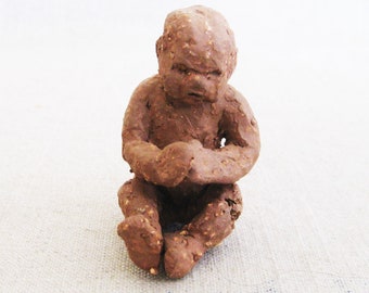 Studio Pottery Baby Figure Portrait, Ceramics Child Sculpture, Original Vintage Figurine New Mother Baby Gift