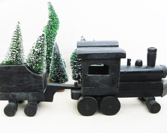 Vintage Toy Train Folk Art Wooden Primitive Toys, Transportation Locomotive Sculpture