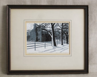 Vintage Winter Landscape Fine Art Silk Screen Print by James Wennersten Framed Wall Décor Chicago Artist