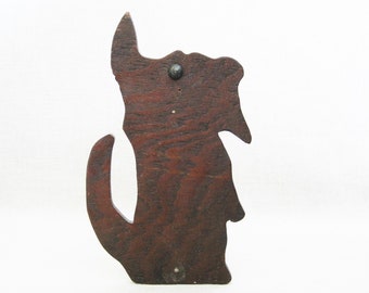 Primitive Folk Art Scottie Dog Door Stop Sculpture, Vintage Rustic Cabin and Farm Home Décor
