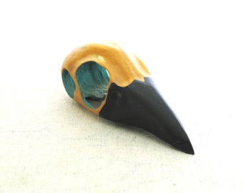Folk Art Bird Skull Carving Sculpture, Ray Kobald, Illinois Gift for Him Vintage Odd and Unusual
