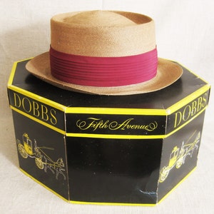 Vintage Men's Panama Hat.  Fine Mid-Century Mans Accessories, Summer Hat, Tropical Head Wear. In a vintage box, marked, Labeled, original retailer, Kaufmann's of Pittsburgh. Hat is marked By Hopkins, box and hat did not come together originally.
