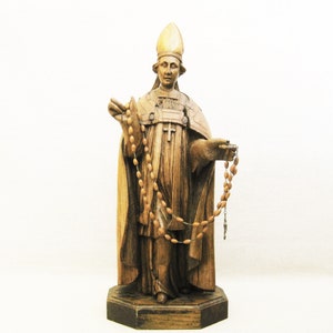 Vintage Religious Male Statue, Figure Carving Sculpture Portrait, Wooden Home Altar Décor Antique