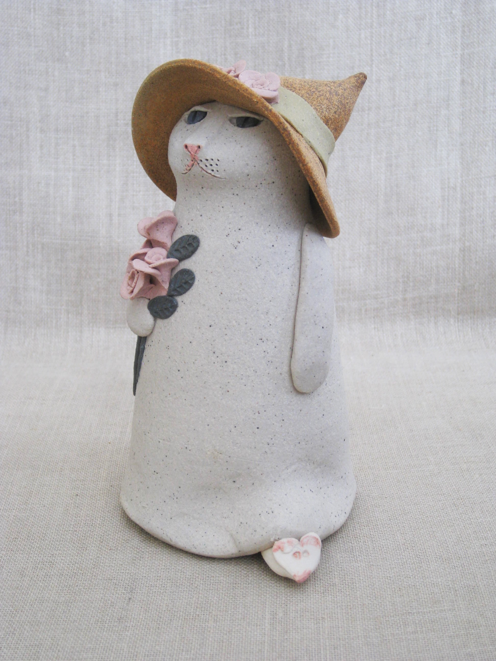 Vintage Studio Pottery Cat Sculpture, Feline, Fine Art Ceramics, Sweet