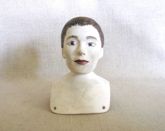 Vintage Bisque Doll Head Woman, Handmade OOAK Dated 1958