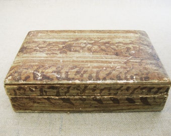 Antique Faux Bois Wooden Trinket Box, Small Storage and Office Organization