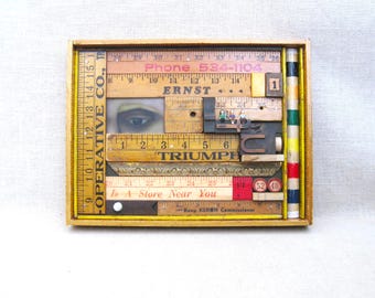 Lover's Eye Painting Assemblage Sculpture Eyeball Original Framed Wall Art