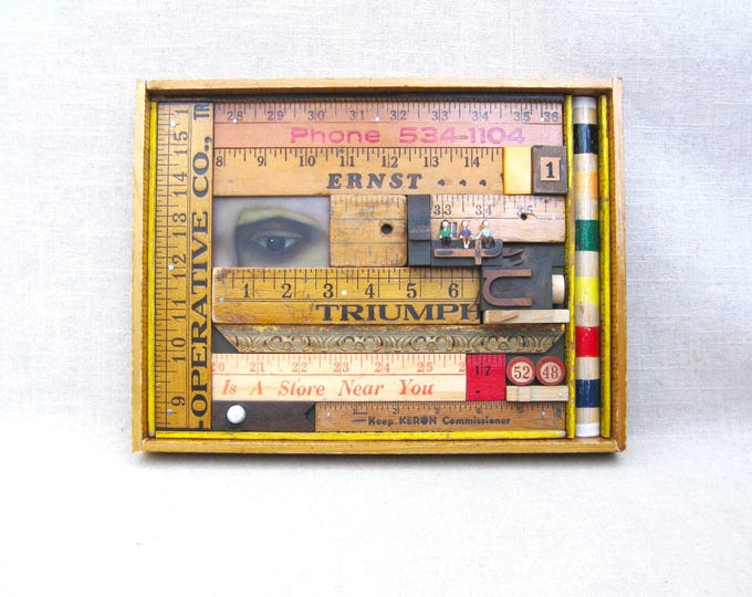 Featured listing image: Lover's Eye Painting Assemblage Sculpture Eyeball Original Framed Wall Art