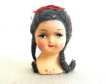 Vintage Composite Doll Head with Shoulder Yoke Female Parts Assemblage Arts and Craft Supplies Odd and Unusual