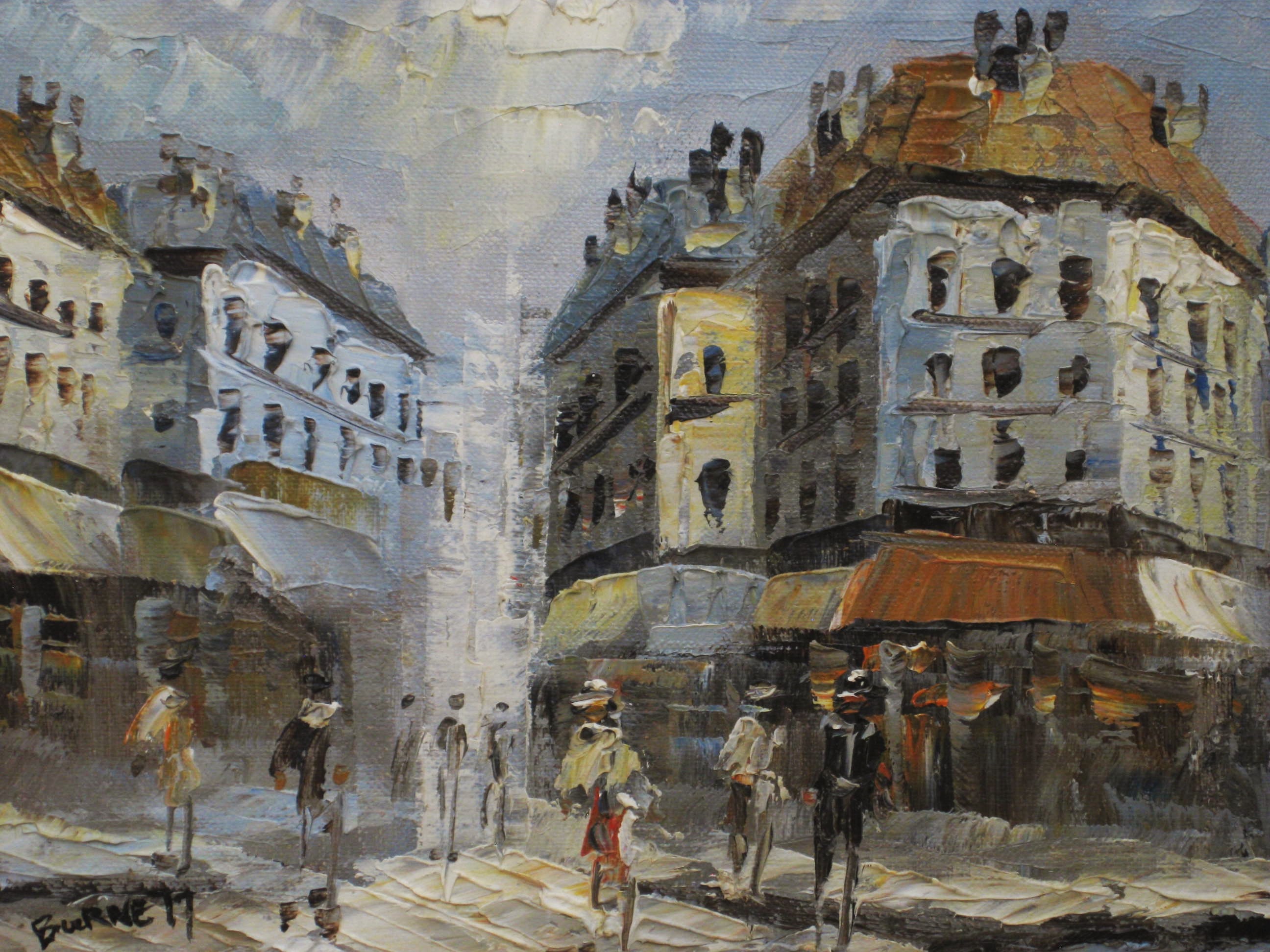 Vintage Urban Landscape, Paris City Scene, Signed Framed