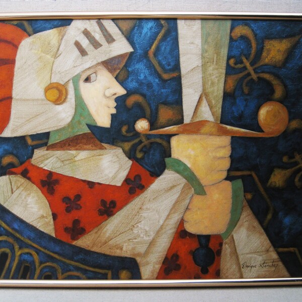 Vintage Male Portrait Painting, Enrique Sanchez, Framed Original Fine Art