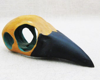 Vintage Folk Art Bird Skull Carving by Ray Kobald of Illinois Gift for Him Odd and Unusual