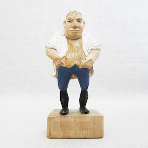 Folk Art Figure Carving Male Portrait, Vintage Sculpture, Rustic Cabin Décor Hostess Gift