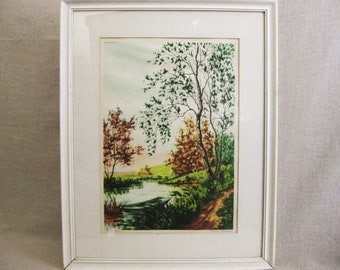 Vintage Landscape Engraving Signed Louis Ramet Paris Print Society Framed Original Fine Art Cottage Décor
