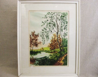 Landscape Engraving Signed Louis Ramet Vintage Paris Print Society Framed Original Fine Art Cottage Décor