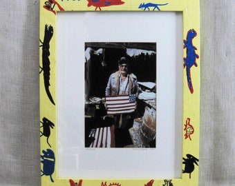 RA Miller Hand Painted Folk Art Frame, with Vintage Photograph Original Fine Art