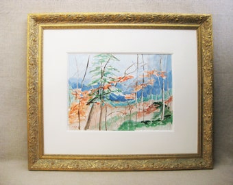 Vintage Landscape Watercolor Painting, Nature Scene, Beverly Key, Framed Original Fine Art