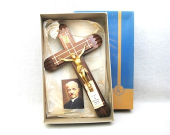 Vintage Sick Call Crucifix Cross Unused Religious Home Altar in Original Box Housewarming Gift