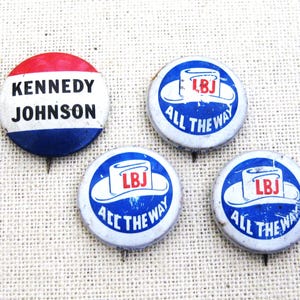 Mid-Century Political Pin Back Button, Lyndon B Johnson Election Campaign, 1964 Americana PolySci Gift