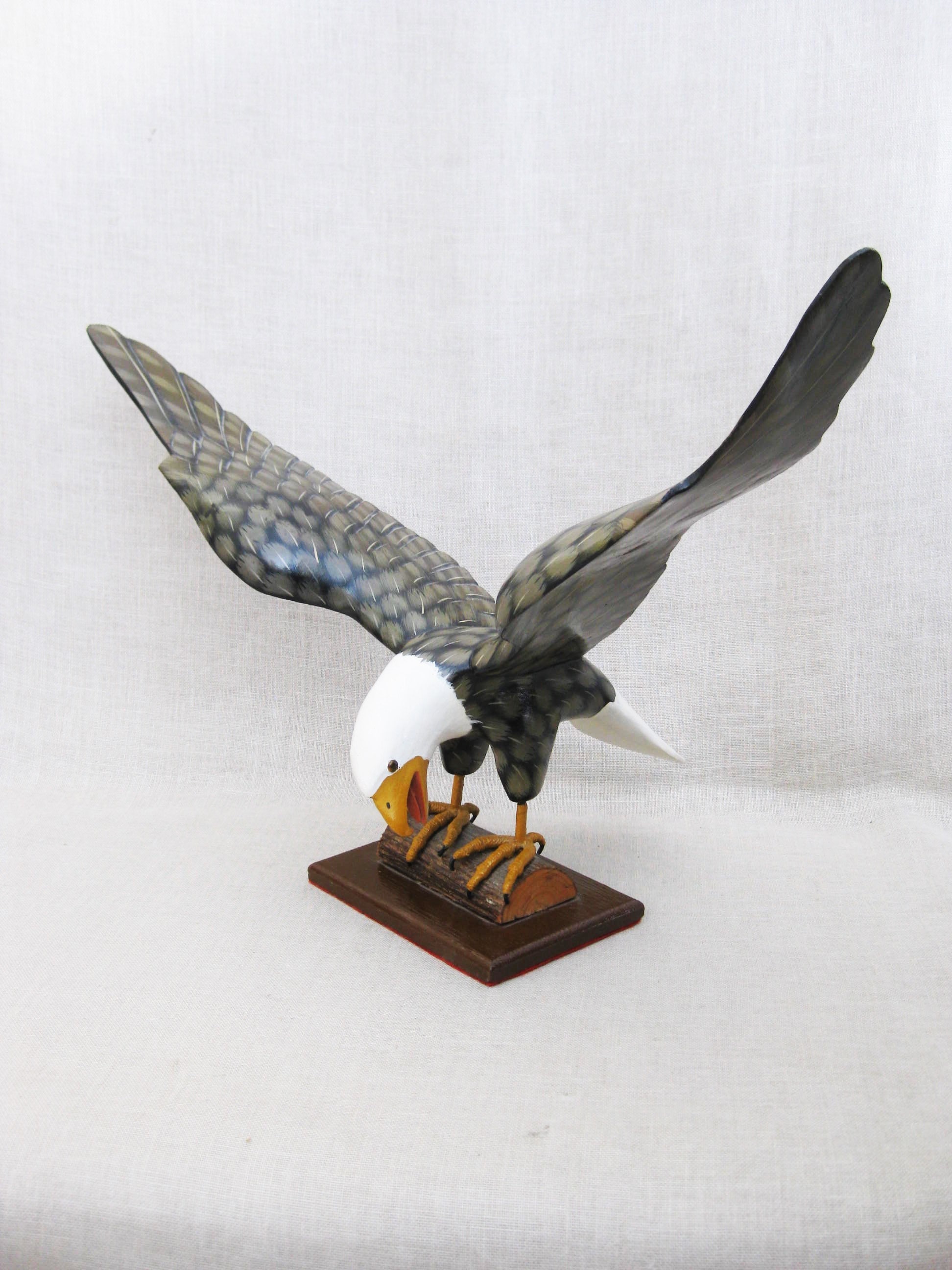 Vintage Bald Eagle Folk Art Wood Carving Large Bird Of Prey Vintage Bald Eagle Folk Art Wood Carving Large Bird Of Prey American Symbolism Wildlife Handmade Painted Sculpture Statue Cabin Decor