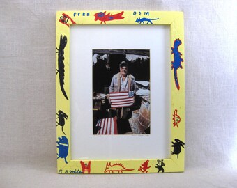 RA Miller Hand Painted Folk Art Frame, with Vintage Photograph Original Fine Art