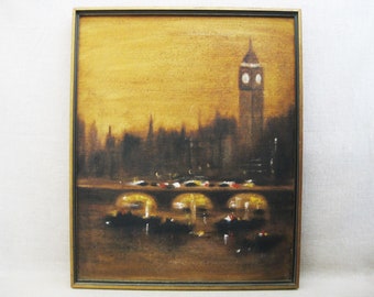 Vintage London Landscape Painting, Signed AR Klitz, Framed Original Fine Art