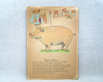 Victorian Valentines Day Card Early 1900s The Pigs Humorous Mean Holiday Greeting
