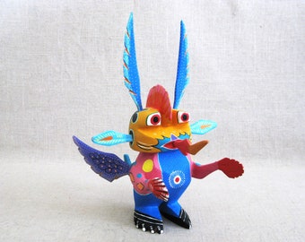 Vintage Mexican Folk Art Alebrijes Animal Carving, Oaxaca Painted Creature, Rustic Cabin and Hacienda Décor