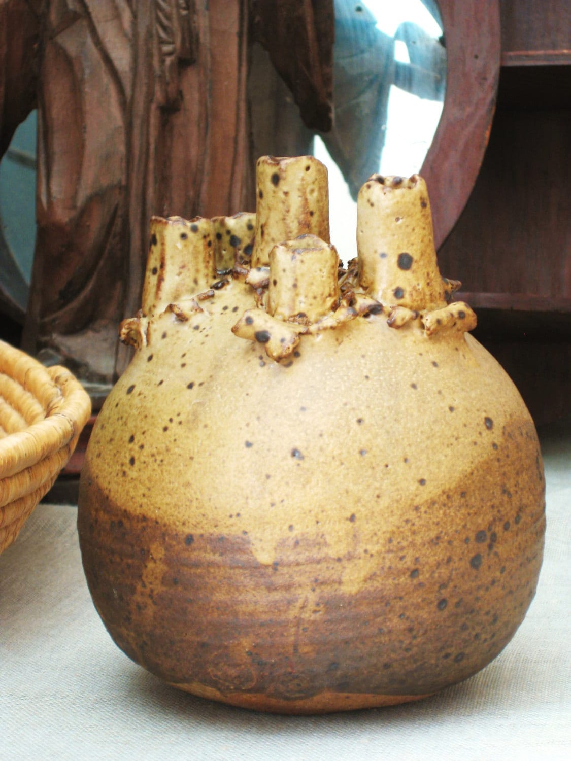 Vintage Fine Art Pottery Vase, Studio Ceramics, North Handmade