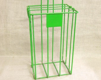 Vintage Tennis Ball Hopper, Sports Basket, Storage, Organization, Carrying, Ball Holder, Sports Equipment, Sporting Goods, Green, Metal