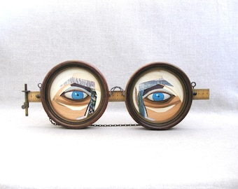 Lovers Eye Painting Sculpture Male Portrait Original Fine Art, Eye Glasses Optometrist Trade Sign Unusual Wall Décor