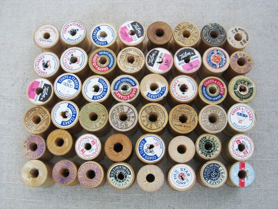 27 vintage wooden thread spools of assorted sizes!