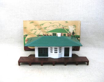 Vintage Train Building Plasticville Depot Station Miniature Building, Christmas Village Décor