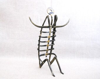 Brutalist Male Figure Sculpture, Vintage Metal Portrait Art Mid-Century Style Home Décor