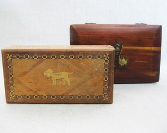 Vintage Wooden Box Jewelry Storage Dresser and Desk Top Organization Terrier Dog Theme