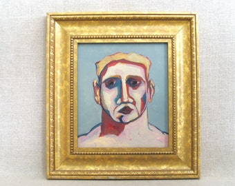 RESERVED - Original Male Portrait Painting Framed Contemporary Fine Art Unusual Paintings of Men