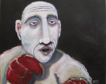 Athlete Male Portrait Boxer Painting Sports Theme Original Fine Art Wall Décor